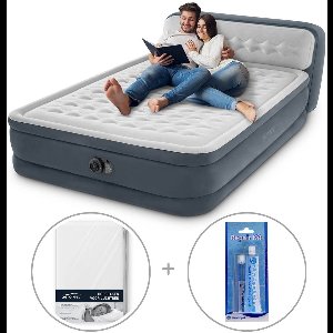 Intex Ultra Plush luchtbed met hoofdboord | Tweepersoons | 152 x 203 x 46 cm | Inclusief reparatiekit + hoeslaken