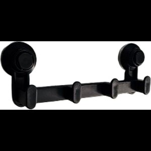 handdoekhouder met zuignap - 4 haken - zwart - Handdoekrek badkamer - Kledinghaak met zuignap - Keukenhaakjes - Badkamerhaakjes - houder met haken en met zuignap - houder met zuignap