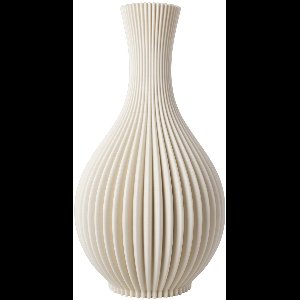 Slimprint Vaas JULIA, Creme Wit, D21,6 x H40 cm, Gestreepte Vaas voor Droogbloemen, Moderne Tafeldecoratie Gemaakt van Gerecycled Biokunststof