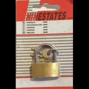 Ninestates 30mm Massief Messing Hangslot – Roestbestendig, Geharde Beugel