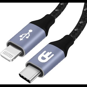 Drivv USB C Oplaadkabel - USB C naar 8 Pin Kabel - Snellader - Oplader kabel - Nylon - Grijs - 1 meter