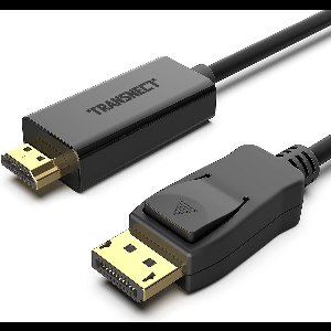 Transnect - DisplayPort naar HDMI kabel - 1920 × 1080 - 1M - Compatibel met HDTV, Smart-TV, Projector, Laptop, Desktop, HD-Monitor, Gaming Device - Zwart