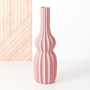 Fleuriek - Vaas Roze - H30 cm - Smalle vloervaas of decoratieve bloemenvaas, gekleurde design vaas van kunststof - Ventserbank vaas