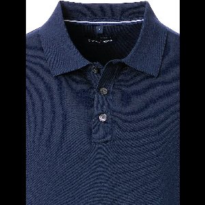 Gebreid Katoen Poloshirt 3 Knoops Blauw Casa Moda - XL