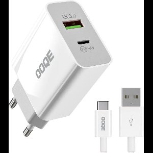 OOQE 2-in-1 USB Quick Charger | USB-C en USB-A ingang | Snellader | Oplader | Adapter | 20 Watt | Geschikt voor Apple, iPhone, iPad & Samsung | iPhone 11/12/13/14 oplader | Geschikt voor alle merken | Universeel | Inclusief OOQE USB-C kabel van 1m