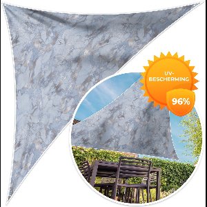 MuchoWow® - Schaduwdoek - Marmer - Zilver - Design - 96% UV-bestendig - Hoogwaardig polyester - Zonnedoek - Weerbestendig - Tuin - Tarp - 300x300 cm