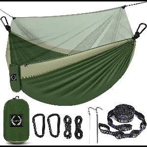 Fuegobird Hangmat Dubbele en enkele draagbare hangmat met boomtouwen, lichtgewicht nylon parachute-hangmatten Camping
