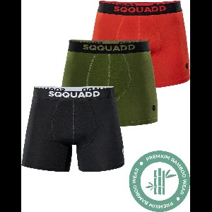 SQQUADD® Bamboe Ondergoed Heren - 3-pack Boxershorts - Maat L - Comfort en Kwaliteit - Voor Mannen - Bamboo - Zwart/Groen/Rood