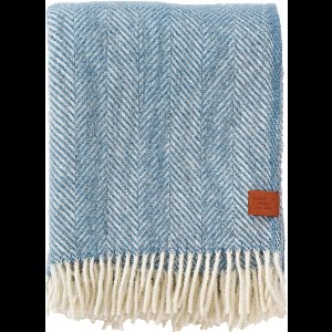 Klippan 100% eco lamswollen plaid Herringbone 130x200 cm - blauw receycled wool