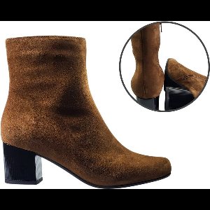 Stravers - Maat 42 Comfortabele Korte Laarsjes Bruin Uitneembaar Voetbed Grote Maten Enkellaarzen