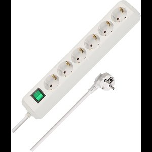 StayPowered 6-voudige Stekkerdoos - Veilig en Efficiënt Apparaten Aansluiten - Kinderbeveiliging - Verlichte Schakelaar - 45° Veiligheidscontacten - 1,5 m Kabel - Geschikt voor Haakse Stekkers - Wit - Levering Sneller dan Aangegeven!