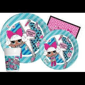 Party Table Set Rock On! Theme for 24 People - Plates, Cups, Napkins - L.O.L. Surprise! - 112 Pieces