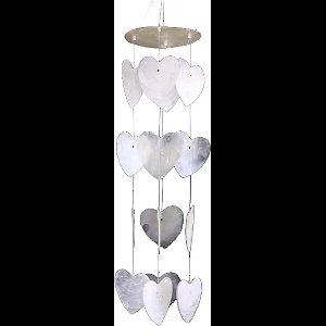 Windmobiel - Witte Hartjes - Schelpen - Capiz schelp - Tuin - Decoratie - 35 cm. - Babykamer