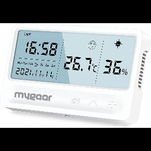 MyGear - Digitale Hygrometer - Weerstation - Thermometer voor binnen - Temperatuurmeter - Luchtvochtigheidsmeter - 6 maanden accu -  Draadloze Weersensor - Wit