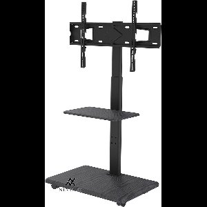 Nevolis Delphos Mobile TV Stand Roll-Up with Wooden Base Height Adjustable to Approx. 130 cm Rotatable ± 25 Degrees Max. VESA 600 x - TV Stand for 32-70 Inch TV Up to 45 kg .