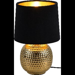 LED Tafellamp - Torna Sofia - E14 Fitting - Rond - Mat Zwart/Goud - Keramiek