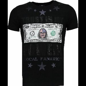 Trust In My Power - Rhinestone T-shirt - Zwart