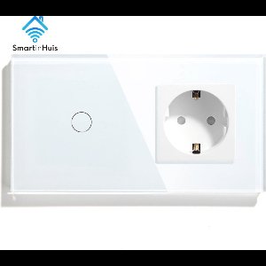 SmartinHuis - Enkelpolige schakelaar met stopcontact - Wit