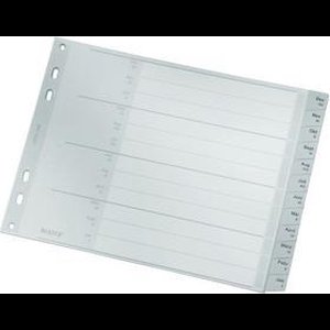 LEITZ plastic register, maanden, A4, Jan.-Dec., PP, wit