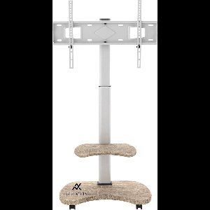 Nevolis Stellar TV Stand Roll-Up Height Adjustable Swivel TV Trolley with Wheels for 32-70 Inch TVs up to 45 kg - Max. VESA 600 x 400 - Wooden Board .
