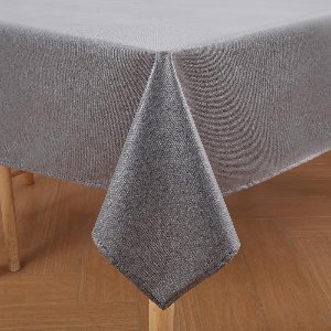 Famanu - Tafelkleed met linnenlook, afwasbaar, lotuseffect, rechthoekig, 140 x 300 cm, tafelzeil, waterafstotend, tafellinnen, vlekbescherming, donkergrijs