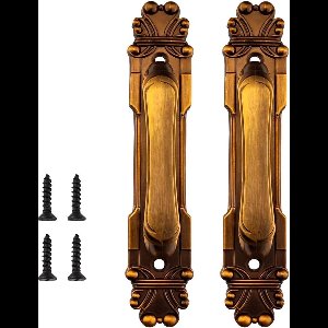 Allecto plus - 2-delige deurgreep set voor keuken en ladekasten - antieke schuurdeurgrepen van messing metaal - inclusief schroeven - Europese meubelaccessoires