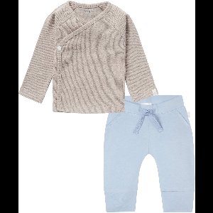 Noppies - Kledingset - 2 delig - Broek Naupli Lichtblauw - Shirt Nanyuki overslagshirt Taupe - Maat 44