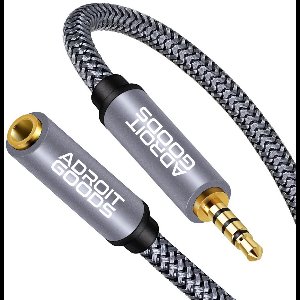 AdroitGoods AUX Verlengkabel 3.5mm – TRRS Audio Kabel – 4-Pole Hi-Fi – Verguld – Male to Female – Jack Extension – 3 Meter