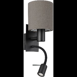 EGLO Pasteri Wandlamp - 2 lichts - E27 - 38 cm - Stof - Zwart/Bruin/Antraciet