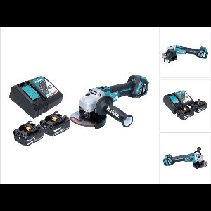 Makita DGA 513 RF accu haakse slijper 18 V 125 mm borstelloos + 2x accu 3.0 Ah + lader