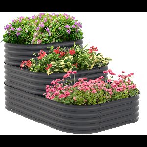 Outsunny-Tuinbed-Gegalvaniseerd plaatstaal-158x109x82cm-Donkergrijs