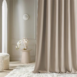 Ibenzoa® Aura Modern Schuifgordijn met Zilveren Ringen voor Woonkamer en Slaapkamer, Beige, 140 x 240 cm