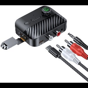 Bluetooth 5.3 Audio Multi connect Transmitter & Receiver met Digitaal Display - zender en ontvanger - 3.5mm AUX/RCA/Coax/USB/TF/SD stereo Player Ondersteuning - zwart