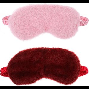 Allecto plus - Set van 2 zachte pluche oogmaskers voor comfortabel slapen - Slaapmaskers van nepbont en satijn voor mannen en vrouwen - Roze en rood - Ideale cadeau voor dutje en nachtrust.
