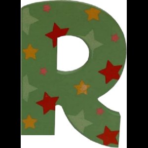 Decoratieletter - R - Hout - 7cm - Groen