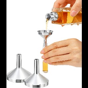 3x Metalen Mini Trechter – Aluminium Trechters voor Parfum & Essentiële Olie – Zilver – Herbruikbare Precisietrechters – Compact & Duurzaam – 3,3 x 2,5 cm