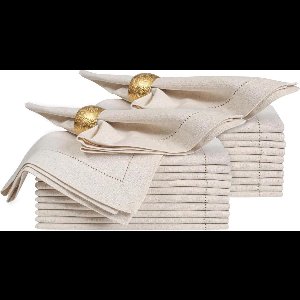 Linnen-katoenen servetten 18 x 18 cm, set van 24 - natuurlijke zoomgestikte hoeken - herbruikbare stoffen servetten voor diner, bruiloft, babyborrel en dagelijks gebruik