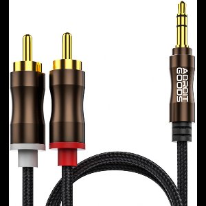 AdroitGoods 3.5mm naar 2x RCA Premium Audio Kabel – Versterkte Geluidsoverdracht, Hoogwaardige Materialen - 3.5mm jack naar RCA Audio Kabel – HIFI Geluid – Dubbele Tulpstekker - 2m