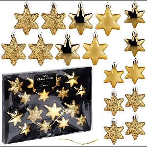 VILDE - Kerstbal - Niet breekbaar - Gouden Sterren - 16 Stuks