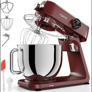 Fentic Keukenmachine 1800W, 7l RVS Mengkom, Keukenrobot met Alunimium Behuizing, Incl. Menghaak, Garde, Deeghaak en Extra Accessoires, Met Timer en 10 Snelheden