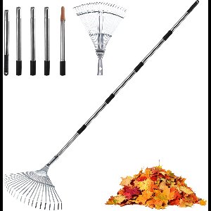 Unyqoos® Verstelbare bladhark met stalen tanden voor tuin en gazononderhoud