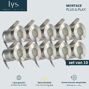 Olan Grondspots Complete Set - Tuinverlichting -''Buitenverlichting zonder gedoe''- 10 Aluminium/RVS Spots - Binnen minuten aangesloten - Milieuvriendelijk Alternatief voor Zonne-energie Tuinverlichting