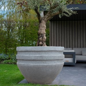 Betonnen bloembak rond Vesta XXL (120x90 cm) Grey | Voor buiten én binnen!