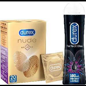 Durex - 20 stuks Condooms - Nude No Latex - 100ml Glijmiddel - Perfect Gliss - Voordeelverpakking
