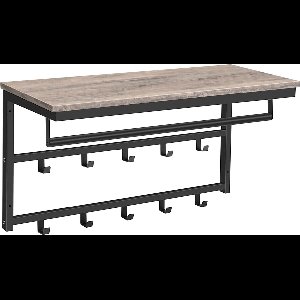 Wandkapstok Industrieel Grijs – Hout & Metaal – 10 Haken – Kapstok voor Hal – IN-HOMEXL Ramon – 60x30x42 cm