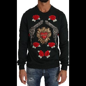 Groene Crystal Heart Roses Gun Sweater