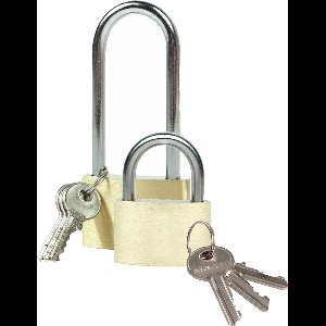 Hangslot met 3 sleutels - set van 2 formaten - 40/50 mm - messing - kofferslot