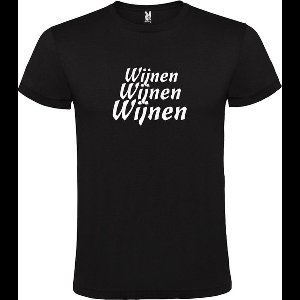 Zwart  T shirt met  print van "Wijnen Wijnen Wijnen " print Wit size XXXXL