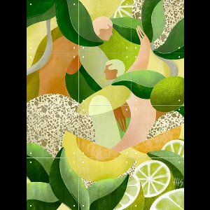 IXXI Tutti Frutti, Maggie Stephenson - 60 x 80 cm - Gratis ophangtool - Grote wanddecoratie en posters - Kleurrijk, Abstract, Illustraties, Digitale