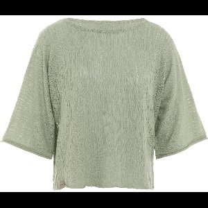 Knit Factory Jose Dames Trui - Damestrui voor Lente en Zomer - Dames top - Halflange mouw - Fijn gebreide trui - Wijde trui - T-shirt - Sage Green - 36/42 - One Size